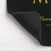 Stijlvol monogram met koppelnaam zwart muismat (Hoek)
