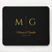 Stijlvol monogram met koppelnaam zwart muismat (Voorkant)