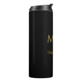 Stijlvol monogram met koppelnaam zwart thermosbeker (Gedraaid links)