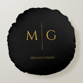 Stijlvol monogram met naam gepersonaliseerd rond kussen