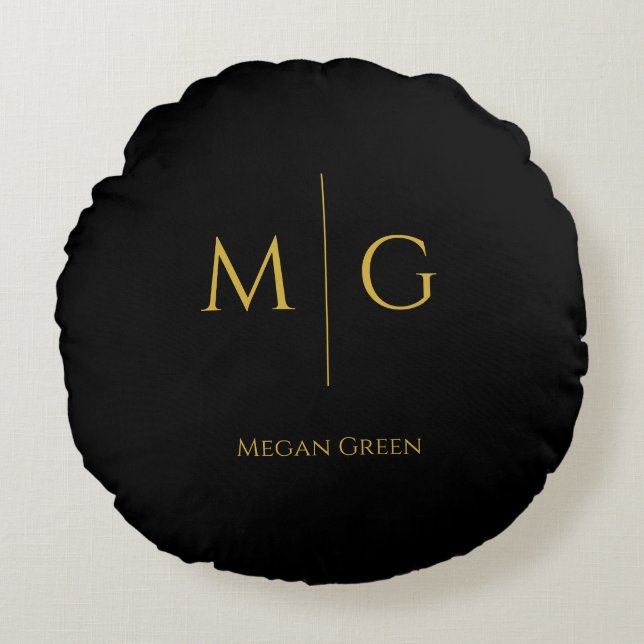 Stijlvol monogram met naam gepersonaliseerd rond kussen (Voorkant)