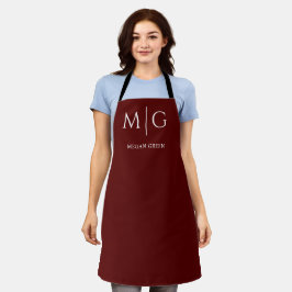 Stijlvol monogram met naam gepersonaliseerd wijnro schort