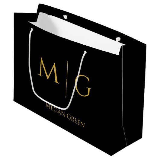 Stijlvol Monogram Met Naam Persoonlijk Groot Cadeauzakje (Voorkant Gekanteld)