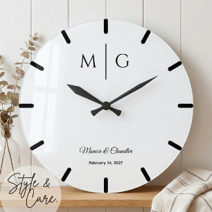 Stijlvol Monogram Met Naam Van Koppel Elegant Grote Klok