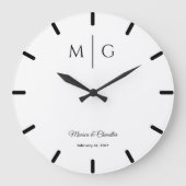 Stijlvol Monogram Met Naam Van Koppel Elegant Grote Klok (Voorkant)