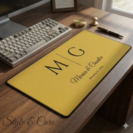 Stijlvol Monogram Met Naam Van Koppel Metaalachtig Bureaumat