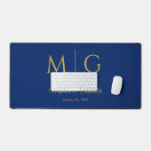 Stijlvol Monogram Met Naam Van Koppel Zwart Bureaumat (Keyboard & Muis)