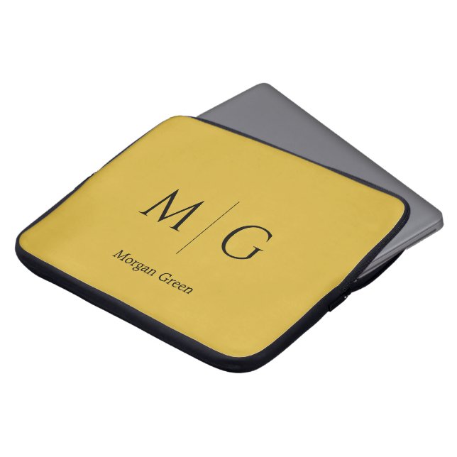 Stijlvol monogram met naamontwerp M goud Laptop Sleeve (Voorkant top)