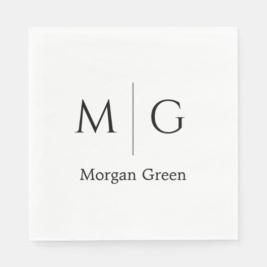 Stijlvol monogram met naamontwerp wit servet (Voorkant)