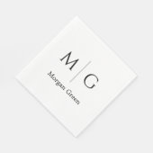 Stijlvol monogram met naamontwerp wit servet (Hoek)