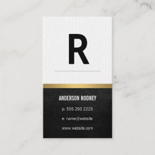 Stijlvol monogram met patroon lederen gouden rand visitekaartje