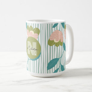 Stijlvol monogram met schattig patroon blauw koffiemok