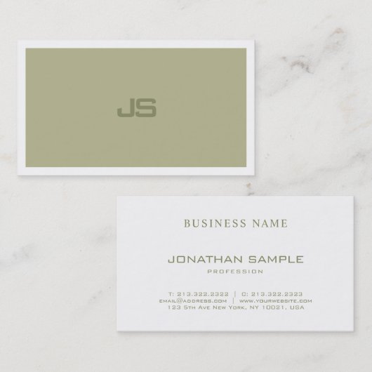 Stijlvol Monogram Modern Clean Design Trendy Green Visitekaartje (Voorkant / Achterkant)