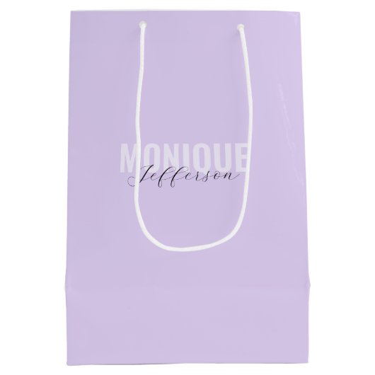 Stijlvol monogram Modern Lila Lavender Bold Name Medium Cadeauzakje (Achterkant)