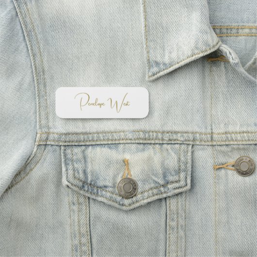 Stijlvol Monogram Modern Minimaal Wit Goud Script Naamplaatje (In situ)