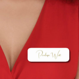 Stijlvol Monogram Modern Minimaal Wit Goud Script Naamplaatje