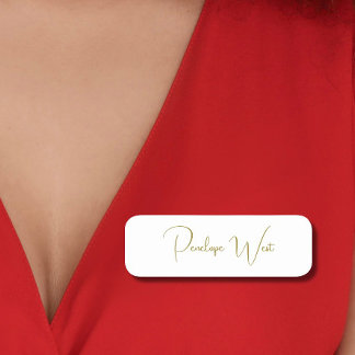 Stijlvol Monogram Modern Minimaal Wit Goud Script Naamplaatje