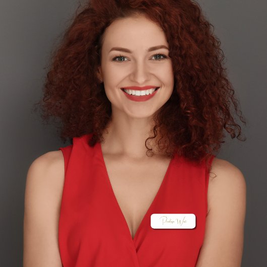 Stijlvol Monogram Modern Minimaal Wit Goud Script Naamplaatje