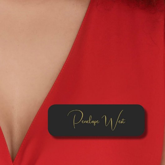 Stijlvol Monogram Modern Minimaal Zwart Goud Scrip Naamplaatje