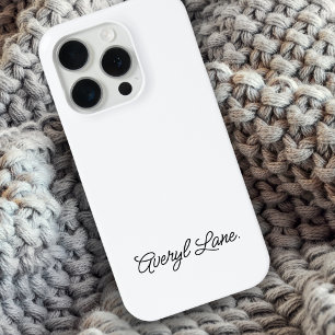 Stijlvol Monogram Modern Minimalistisch Wit Manusc iPhone 15 Pro Case