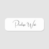 Stijlvol Monogram Modern Minimalistisch Wit Manusc Naamplaatje (Voorkant)