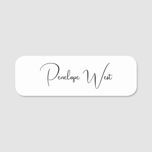 Stijlvol Monogram Modern Minimalistisch Wit Manusc Naamplaatje (Voorkant)