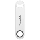 Stijlvol Monogram Modern Minimalistisch Wit Schrif Speed Flessenopener (Achterkant)