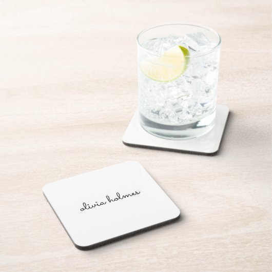 Stijlvol monogram | Modern minimalistisch witscrip Bier Onderzetter (Rechterzijde)