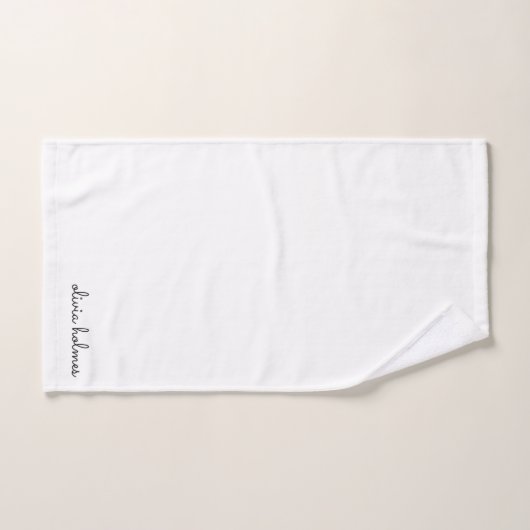 Stijlvol monogram | Modern minimalistisch witscrip Handdoek (Handdoek)