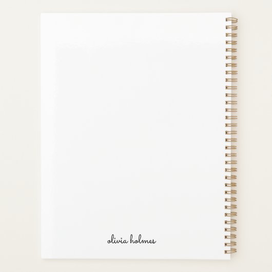 Stijlvol monogram | Modern minimalistisch witscrip Planner (Achterkant)