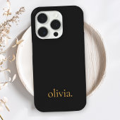 Stijlvol monogram Modern minimalistisch zwart goud Case-Mate iPhone Case