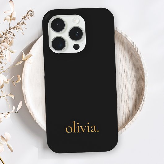 Stijlvol monogram Modern minimalistisch zwart goud Case-Mate iPhone Case