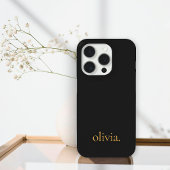 Stijlvol monogram Modern minimalistisch zwart goud Case-Mate iPhone Case