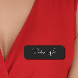 Stijlvol Monogram Modern Minimalistisch Zwart Scri Naamplaatje