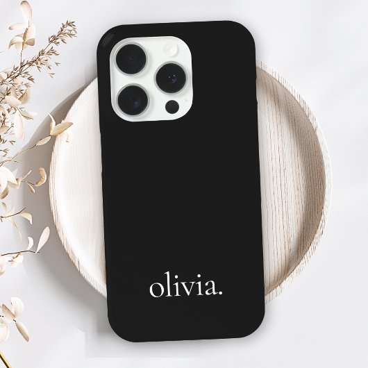 Stijlvol Monogram Modern Minimalistisch Zwart Wit Case-Mate iPhone Case