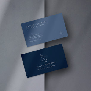 Stijlvol monogram Moderne Elegantie in Navy & Wh Visitekaartje