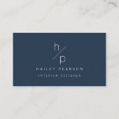 Stijlvol monogram | Moderne Elegantie in Navy & Wh Visitekaartje (Achterkant)