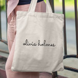 Stijlvol monogram | Moderne minimale typografische Tote Bag<br><div class="desc">Een eenvoudig,  stijlvol aangepast monogram ontwerp in een informele casual handgeschreven script typografie in opvallend zwart-wit zwart-wit. Het monogram kan gemakkelijk worden gepersonaliseerd om een ontwerp zo uniek te maken zoals u bent! De perfecte trendy op maat gesneden gave of accessoire voor elke gelegenheid.</div>