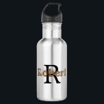 Stijlvol monogram Naam Initiaal Modern Waterfles<br><div class="desc">Handig Monogram Naam Initiaal Moderne Chic roestvrij stalen fles. Zwart en bruin stijlvol monogram met aangepaste naam & Initiaal Roestvrij stalen Drink Fles maakt een perfect cadeau voor werknemers, klanten, familie, studenten, verjaardagen en elke gelegenheid! Deze Zazzle sjabloon maakt het gemakkelijk om uw eigen tekst aan te passen.</div>