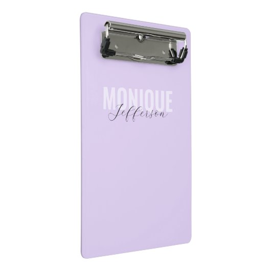Stijlvol monogram naam Modern Lila lavender Mini Klembord (Schuin)