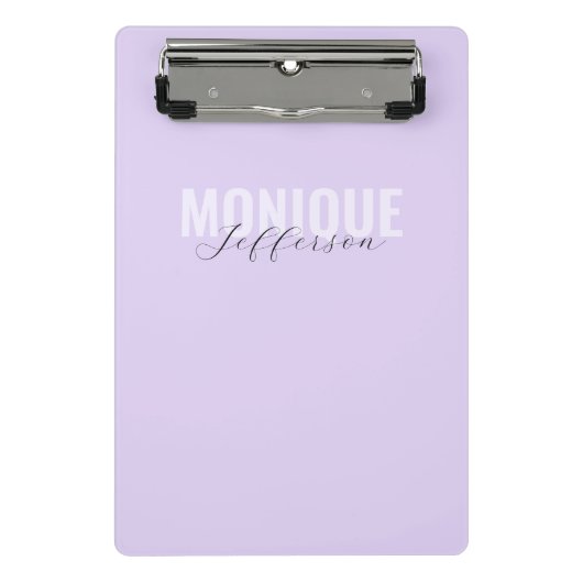 Stijlvol monogram naam Modern Lila lavender Mini Klembord (Voorkant)