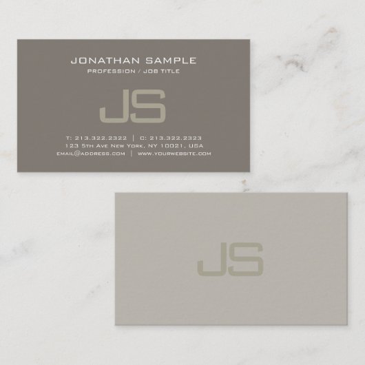 Stijlvol Monogram Ontwerp Modern Professional Plai Visitekaartje (Voorkant / Achterkant)