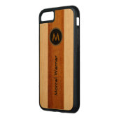 stijlvol monogram op maat carved wood iPhone hoesje (Links)