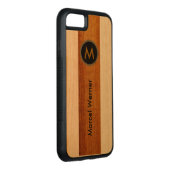 stijlvol monogram op maat carved wood iPhone hoesje (Rechts)