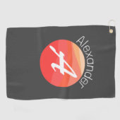 Stijlvol monogram oranje letter A grijs golfhanddo Golfhanddoek (Horizontaal)