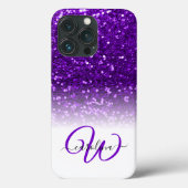 Stijlvol monogram paars glitter, wit Case-Mate iPhone case (Achterkant)