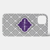Stijlvol monogram Paars grijs Marokkaans patroon Case-Mate iPhone Case (Achterkant (horizontaal))
