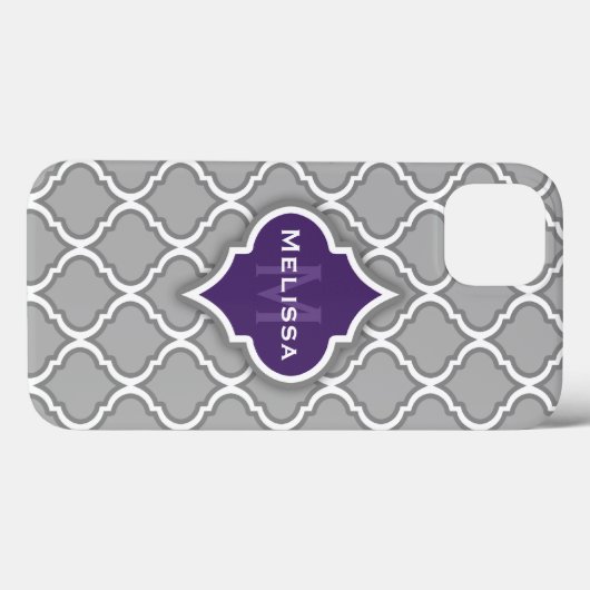 Stijlvol monogram Paars grijs Marokkaans patroon Case-Mate iPhone Case (Achterkant (horizontaal))