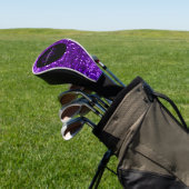 Stijlvol monogram paarse glitter naam zwart golfheadcover (Insitu)