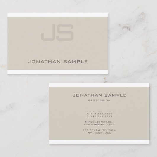 Stijlvol Monogram Professional Chic Plain Modern Visitekaartje (Voorkant / Achterkant)